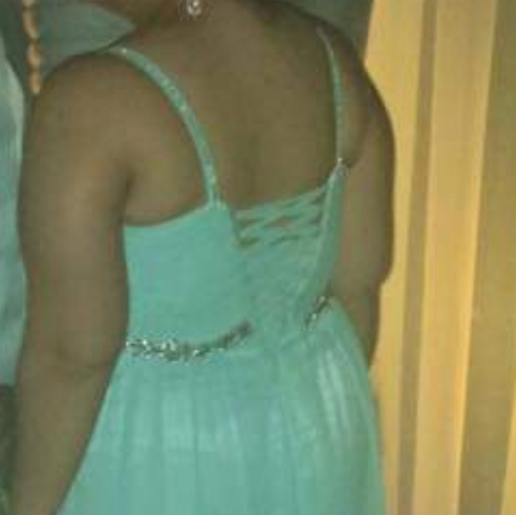 Blue chiffon prom dress - Picture 4 of 5